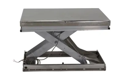 Vestil EHLT-WS-2448-PSS work station electric hydraulic scissor table shown from an alternate angle