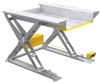 Vestil Partially Stainless Steel Ground Lift Scissor Table 44 In. x 70 In. 2000 Lb. Capacity Blue