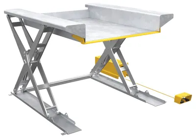 Vestil Partially Stainless Steel Ground Lift Scissor Table 52 In. x 70 In. 2000 Lb. Capacity Blue