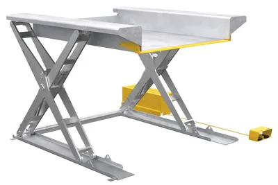 Vestil Partially Stainless Steel Ground Lift Scissor Table 52 In. x 70 In. 4000 Lb. Capacity Blue