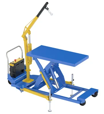 Vestil Steel Portable Lift Table 115 Volt 1 Phase 30 In. x 60 In. With 2K Lb Attached Hoist Capacity Blue