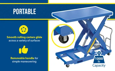 Vestil EHLTP-4848-1-48-A1 portable electric hydraulic lift table feature highlights