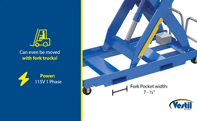 Vestil EHLTP-4848-3-48-A1 portable electric hydraulic lift table feature highlights