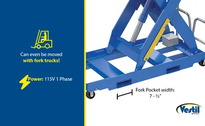 Vestil EHLTP-4864-3-60-A1 portable electric hydraulic lift table feature highlights