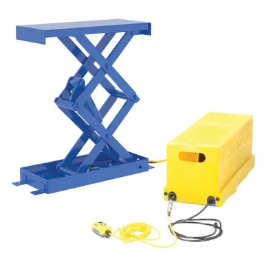 Vestil Steel Double Leg Shorty Scissor Lift Table 24 In. x 36 In. 1000 Lb. Capacity Blue