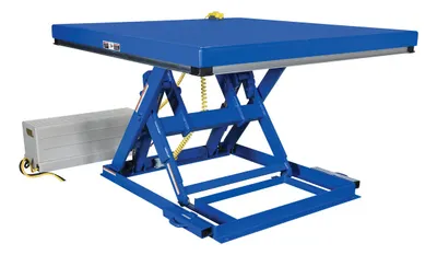 Vestil Steel Low Profile Electric Hydraulic Scissor Lift Table 39 In. Height 3000 Lb. Capacity Blue