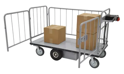 Vestil EMHC-2860-2 electric material handling cart shown from an alternate angle