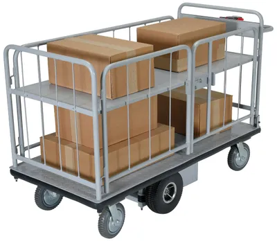 Vestil EMHC-2860-3 electric material handling cart shown from an alternate angle