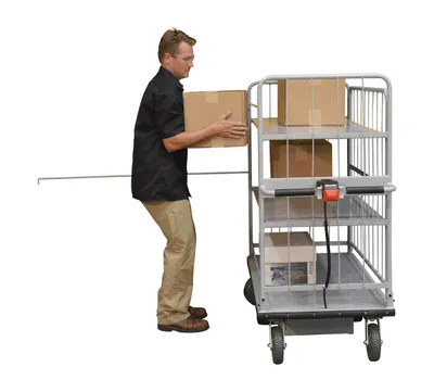 Vestil EMHC-2860-4 electric material handling cart shown from an alternate angle