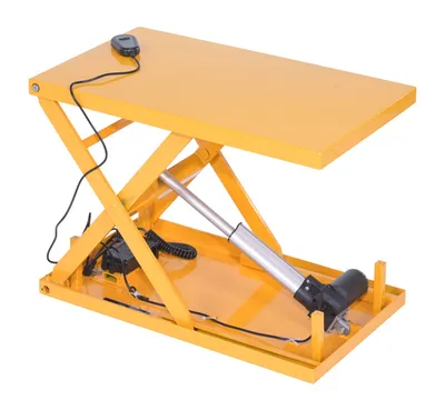 Vestil Steel Electric Linear Actuated Scissor Lift Table 27-3/4 In. x 15-3/4 In. x 15 In. 200 Lb. Capacity Yellow