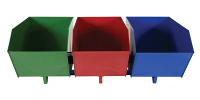 Vestil ENVIR-BIN triple-bin recycling hopper shown from an alternate angle
