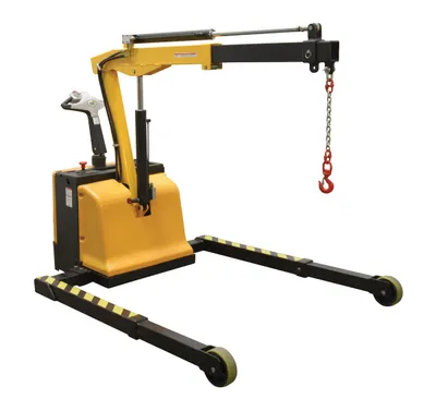 Vestil Steel Adjustable Electric Powered Floor Crane 2500 Lb. Retracted Capacity Yellow