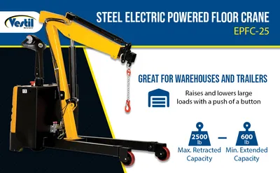 Vestil EPFC-25 electric powered floor crane feature highlights