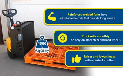 Vestil EPT-2048-45-RP-AGM fully powered electric pallet truck feature highlights