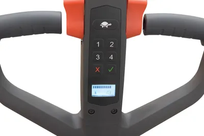 Vestil EPT-2745-33 fully powered electric pallet truck shown from an alternate angle