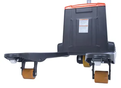 Vestil EPT-2745-33-PWB fully powered electric pallet truck shown from an alternate angle