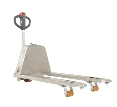 Vestil EPT-2748-30-SS stainless steel fully electric pallet truck shown from an alternate angle
