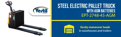Vestil EPT-2748-45-AGM fully powered electric pallet truck feature highlights