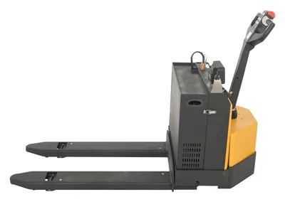 Vestil EPT-2748-45-SCL electric pallet trucks with scale shown from an alternate angle