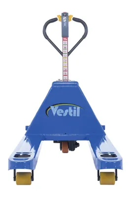 Vestil EPT-CFR-2748-40 electric pallet truck for cold room shown from an alternate angle
