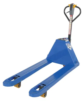 Vestil EPT-S-2748-40 economy semi-automatic electric pallet truck shown from an alternate angle
