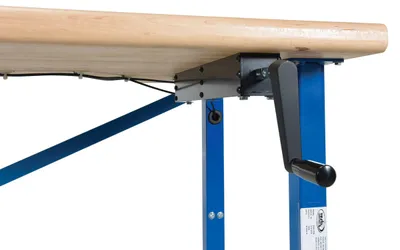 Vestil EWB-7236 manual adjustable ergonomic work benche shown from an alternate angle