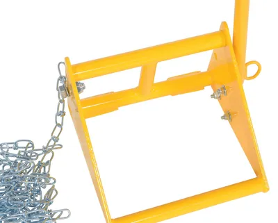 Vestil FAB-10-ERGO-FL ergo-handle wheel chock shown from an alternate angle