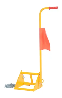 Vestil Fabricated Steel Wheel Chock With Ergonomic Handle and Flag Yellow