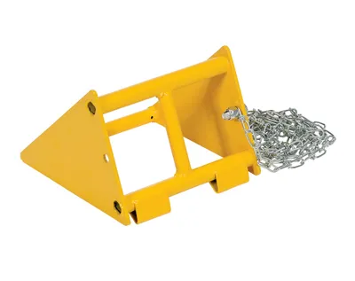 Vestil FAB-10 steel wheel chock shown from an alternate angle