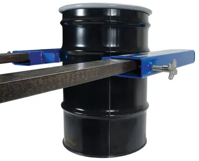 Vestil FDG-30 fork mounted drum gripper shown from an alternate angle