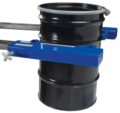 Vestil FDG-30 fork mounted drum gripper shown from an alternate angle