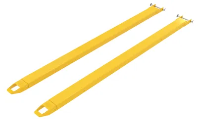 Vestil Steel Pin Style Fork Extensions 4 In. x 108 In. 4000 Lb. Capacity Yellow