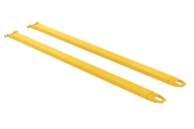 Vestil Steel Pin Style Fork Extensions 4 In. x 120 In. 4000 Lb. Capacity Yellow