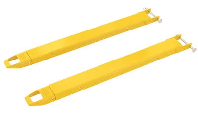 Vestil Steel Pin Style Fork Extensions 4 In. x 54 In. 4000 Lb. Capacity Yellow