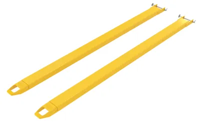 Vestil Steel Pin Style Fork Extensions 4 In. x 96 In. 4000 Lb. Capacity Yellow