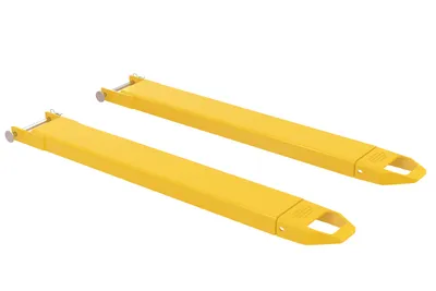 Vestil Steel Pin Style Fork Extensions 5 In. x 48 In. 4000 Lb. Capacity Yellow