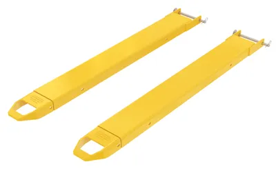 Vestil Steel Pin Style Fork Extensions 5 In. x 54 In. 4,000 Lb. Capacity Yellow
