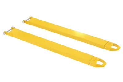 Vestil Steel Pin Style Fork Extensions 5 In. x 63 In. 4,000 Lb. Capacity Yellow