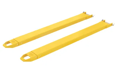 Vestil Steel Pin Style Fork Extensions 5 In. x 66 In. 4,000 Lb. Capacity Yellow