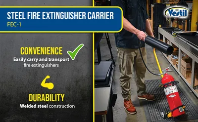 Vestil FEC-1 fire extinguisher carrier feature highlights