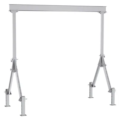 Vestil Aluminum Fixed Height Gantry Crane With Adjustable Leveling Option 12 ft. X 10 ft. 2000 lb. Capacity Silver