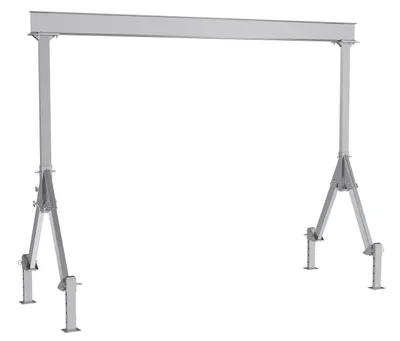 Vestil Aluminum Fixed Height Gantry Crane With Adjustable Leveling Option 15 ft. X 10 ft. 4000 lb. Capacity Silver