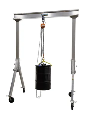 Vestil FHA-4-8-10 fixed height aluminum gantry crane shown from an alternate angle