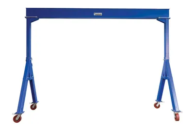 Vestil Steel Fixed Gantry Crane with Ductile Steel Locking Casters 10 Ft. 10,000 Lb. Capacity Blue