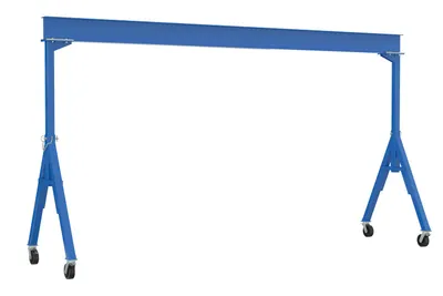Vestil Steel Fixed Gantry Crane with Total Locking Phenolic Casters 10 Ft. 6000 Lb. Capacity Blue
