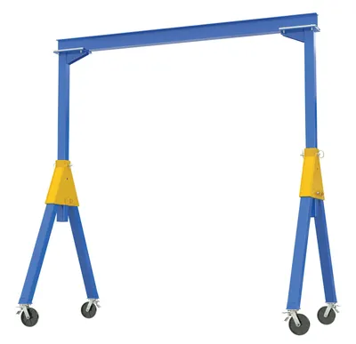 Vestil Steel Knockdown Fixed Gantry Crane with Total Locking Glass Filled Nylon Casters 10 Ft. 2000 Lb. Capacity Blue