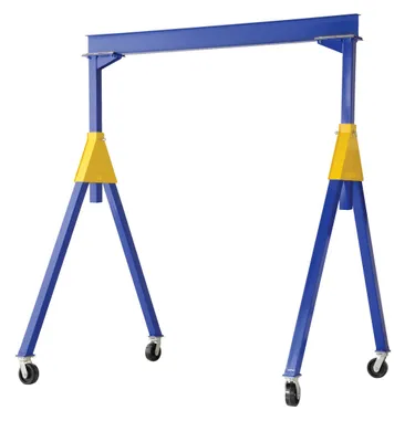 Vestil Steel Knockdown Fixed Gantry Crane with Phenolic Casters 10 Ft. 4000 Lb. Capacity Blue