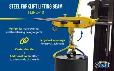 Vestil FLB-D-10 forklift lifting beam feature highlights