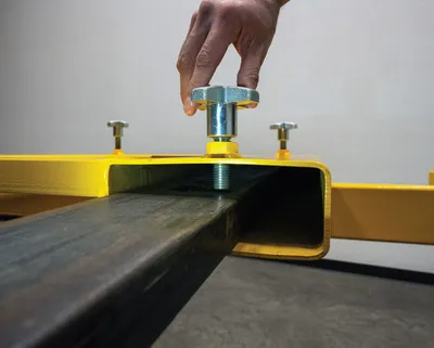 Vestil FLDM-2-72 fork mounted front load dumpster mover shown from an alternate angle