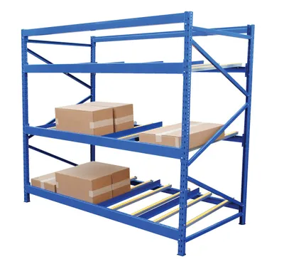 Vestil FLOW-3-3 carton flow rack shown from an alternate angle